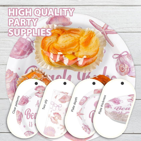 Under the sea beach babe baby shower plates and napkins set 96 pieces