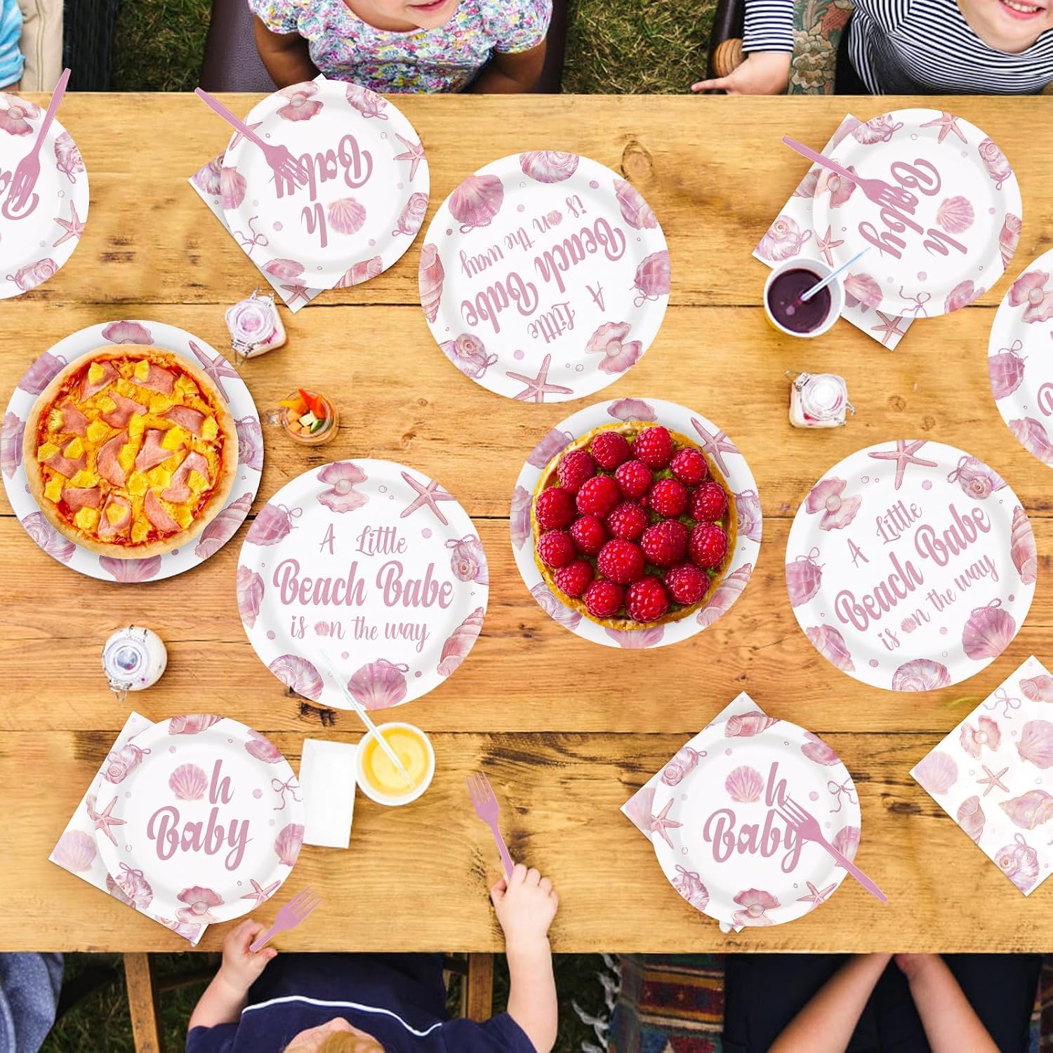 Under the sea beach babe baby shower plates and napkins set 96 pieces