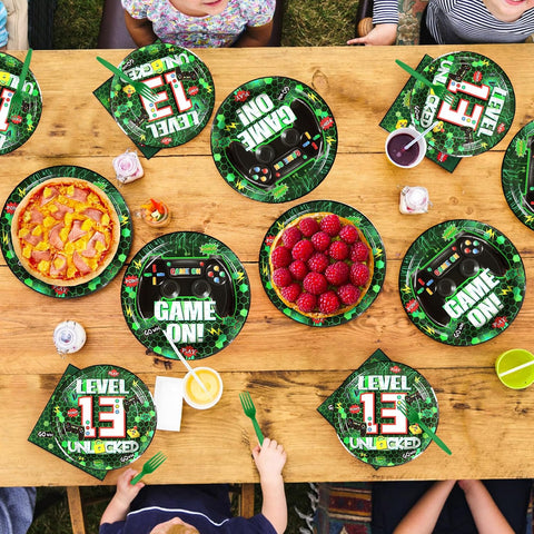 Complete Video Game 13th Birthday Tableware Collection - All Items Displayed