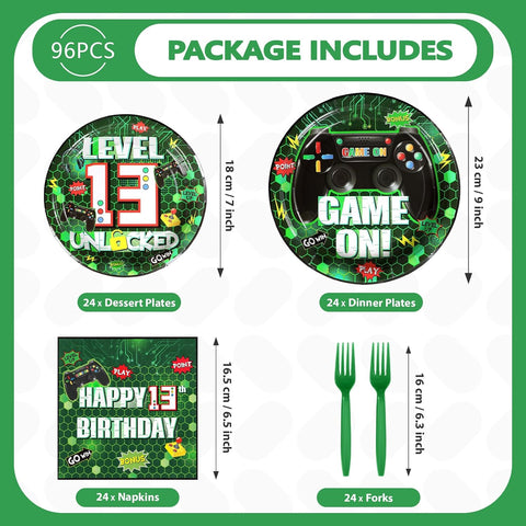 Happy 13 Birthday Video Game Napkins with Gaming Pattern Detail