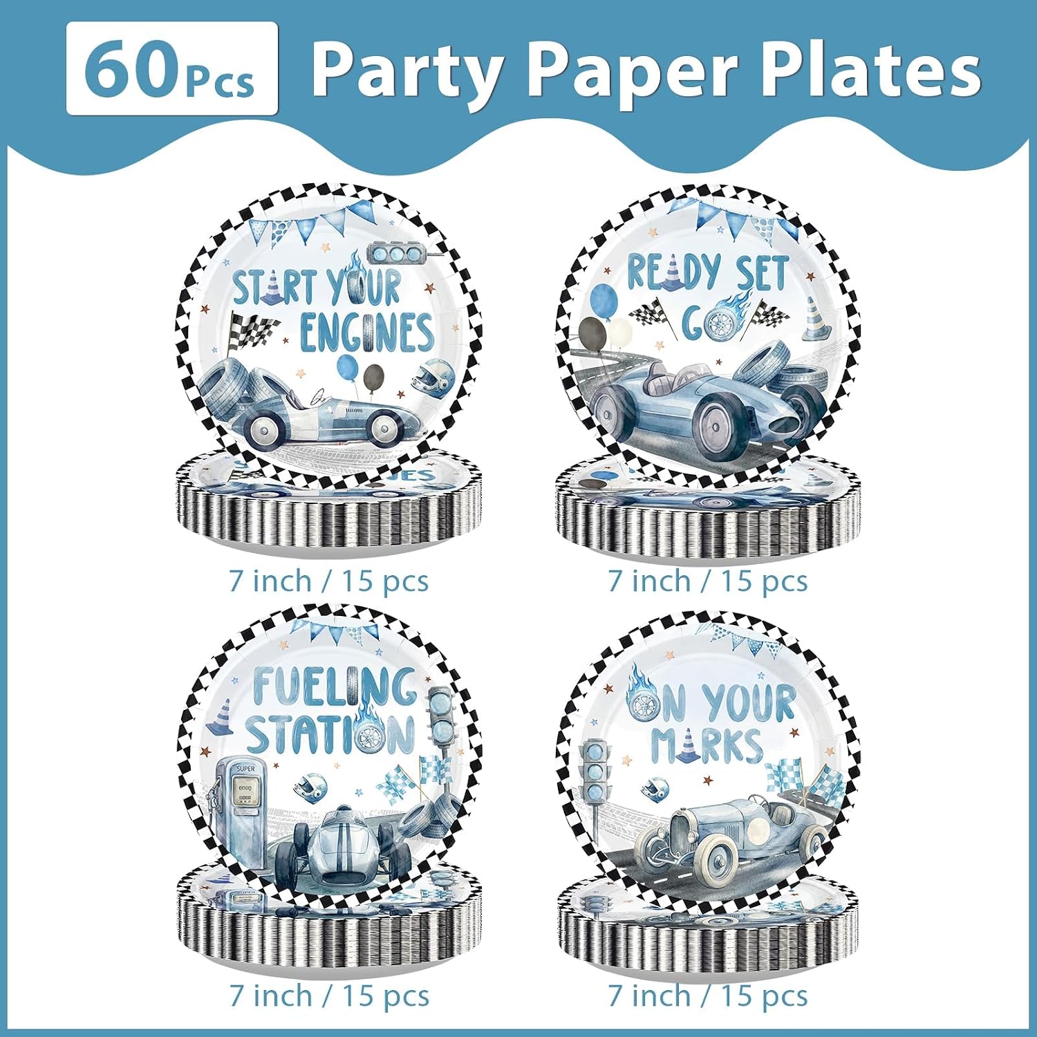 Vintage race car plates - ready set go design