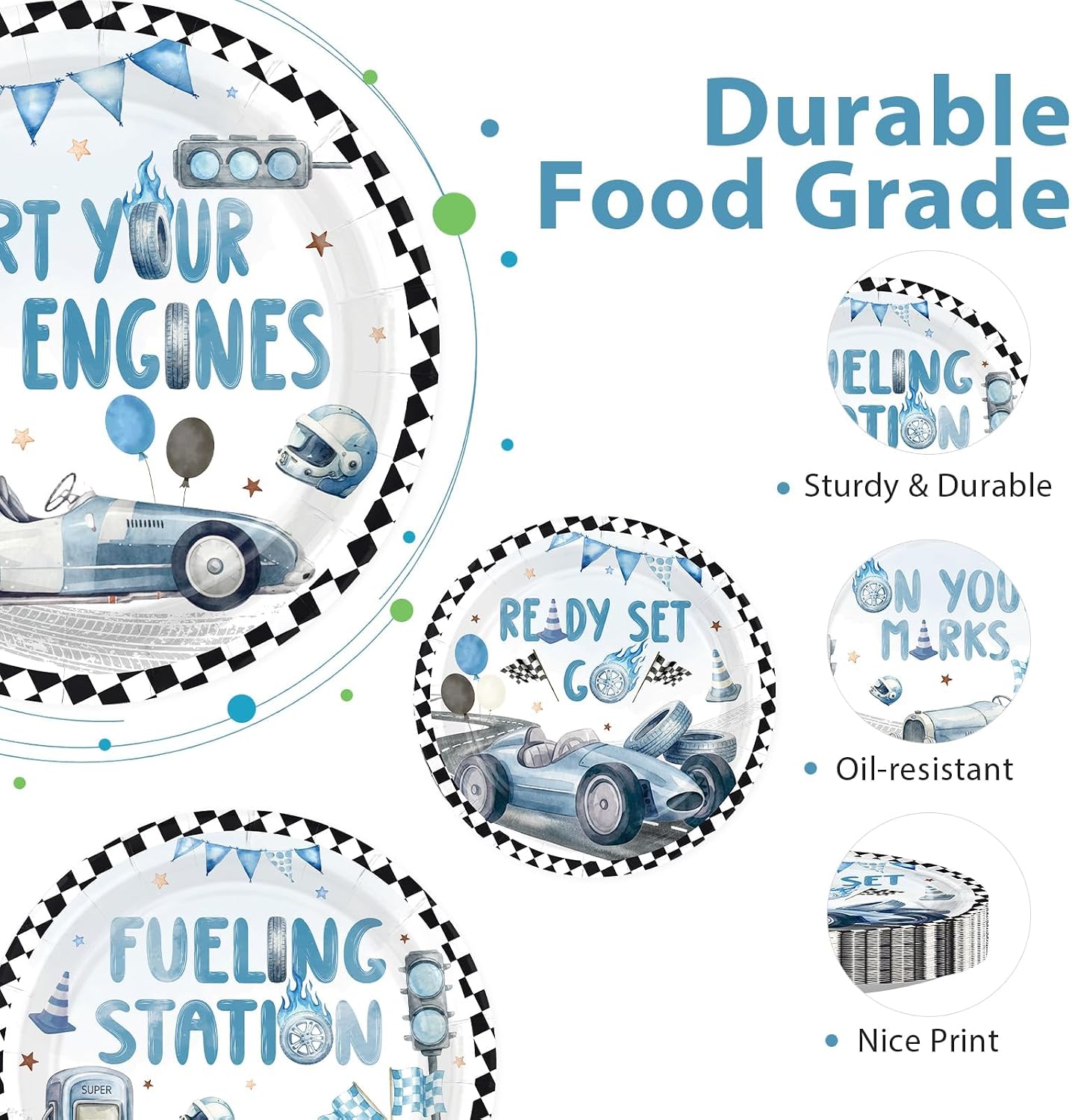 Vintage race car plates - fueling station design