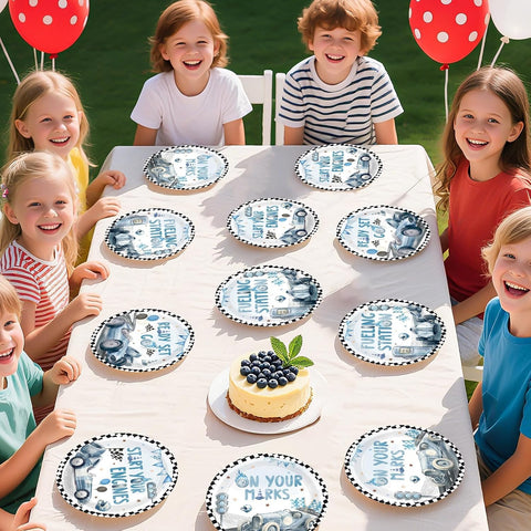 Vintage race car paper plates 60 pack - racing party table