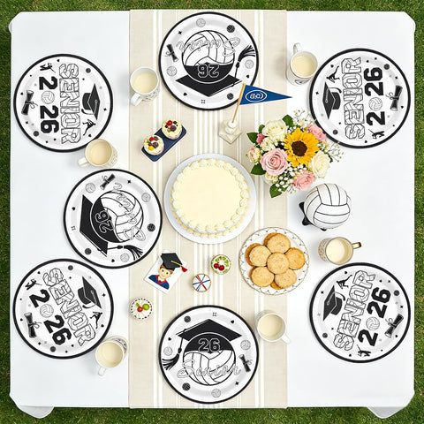 50 Pcs 9-inch Volleyball Graduation Party Paper Plates - Grencian