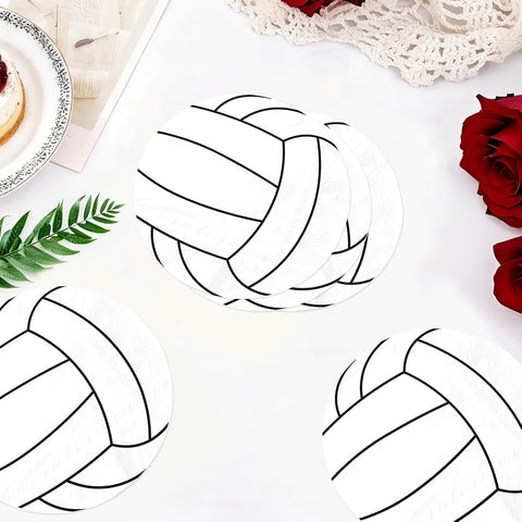 100 Pcs White Volleyball Party Napkins - Grencian