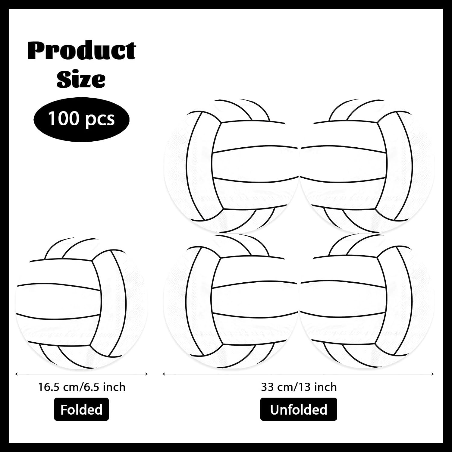100 Pcs White Volleyball Party Napkins - Grencian