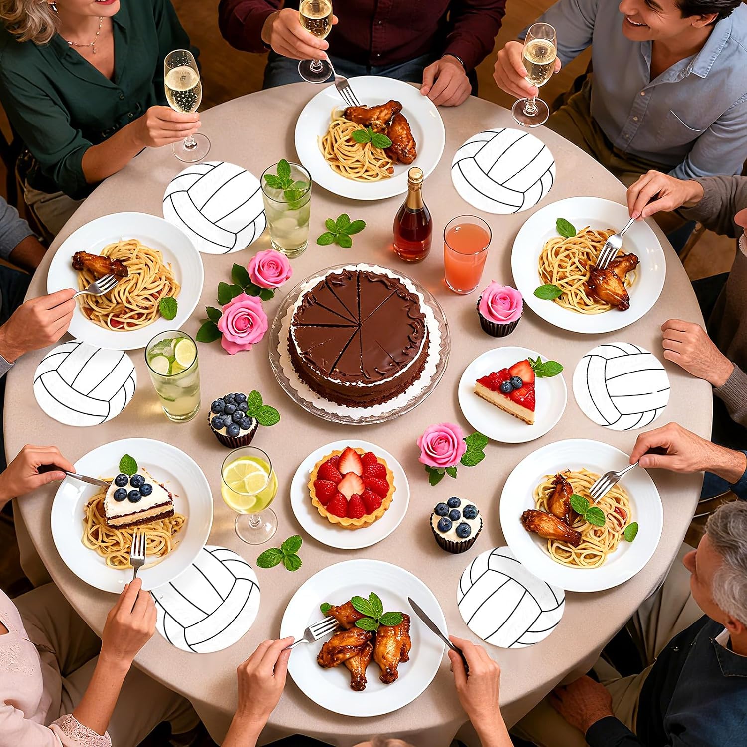 100 Pcs White Volleyball Party Napkins - Grencian