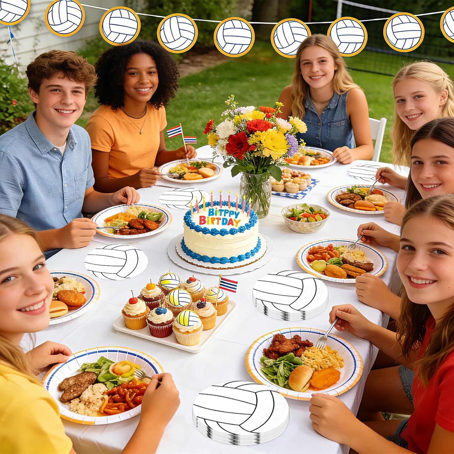 100 Pcs White Volleyball Party Napkins - Grencian