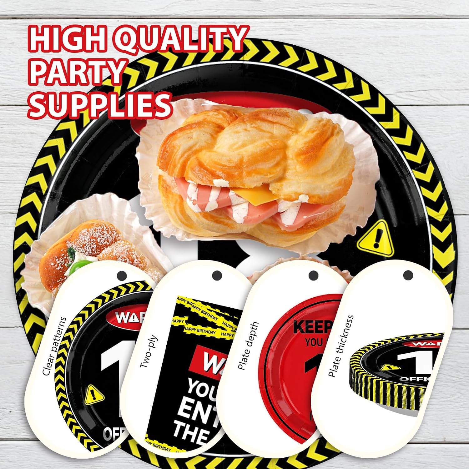 Warning 18th Birthday Plates & Napkins - 96 Pcs - view 6