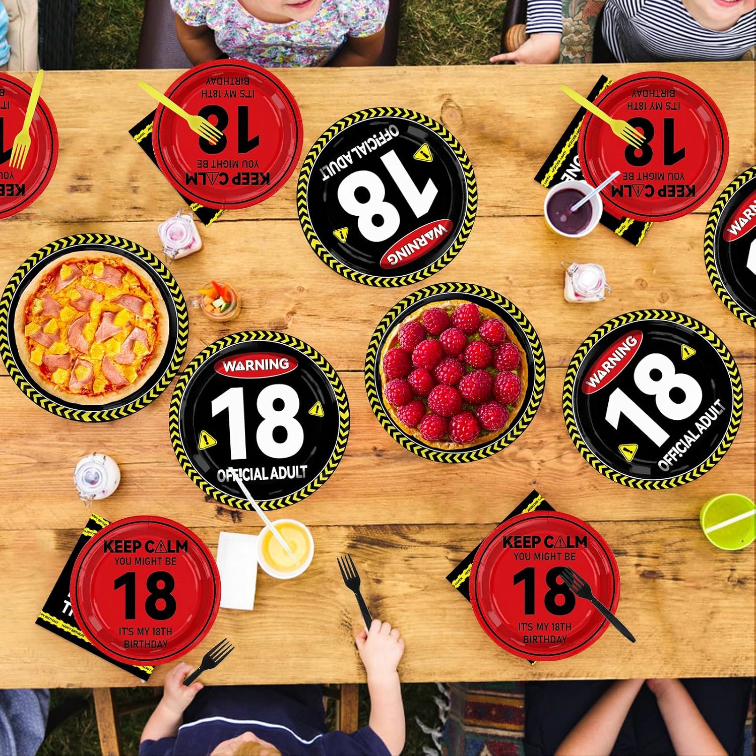 Warning 18th Birthday Plates & Napkins - 96 Pcs - view 7
