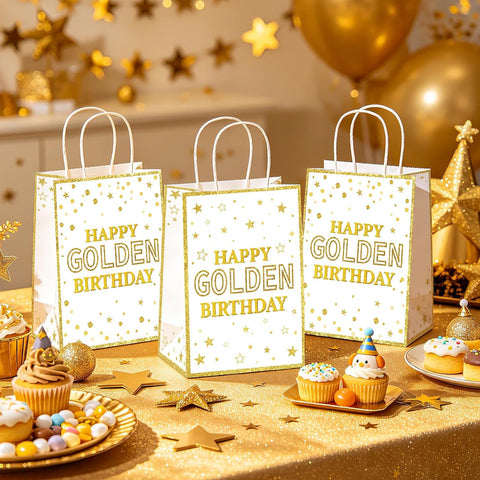 White gold candy treat bags birthday