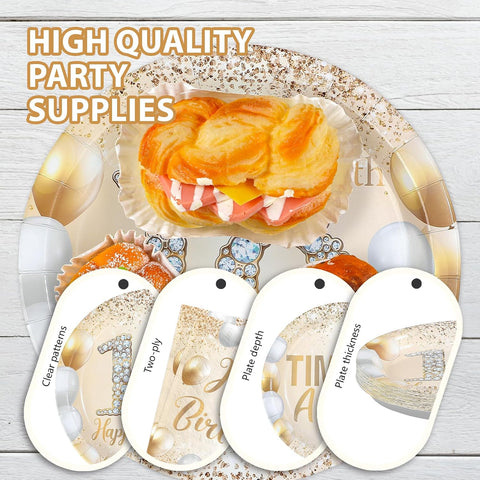 White Gold Glitter 18th Birthday Plates & Napkins - 96 Pcs - image 6