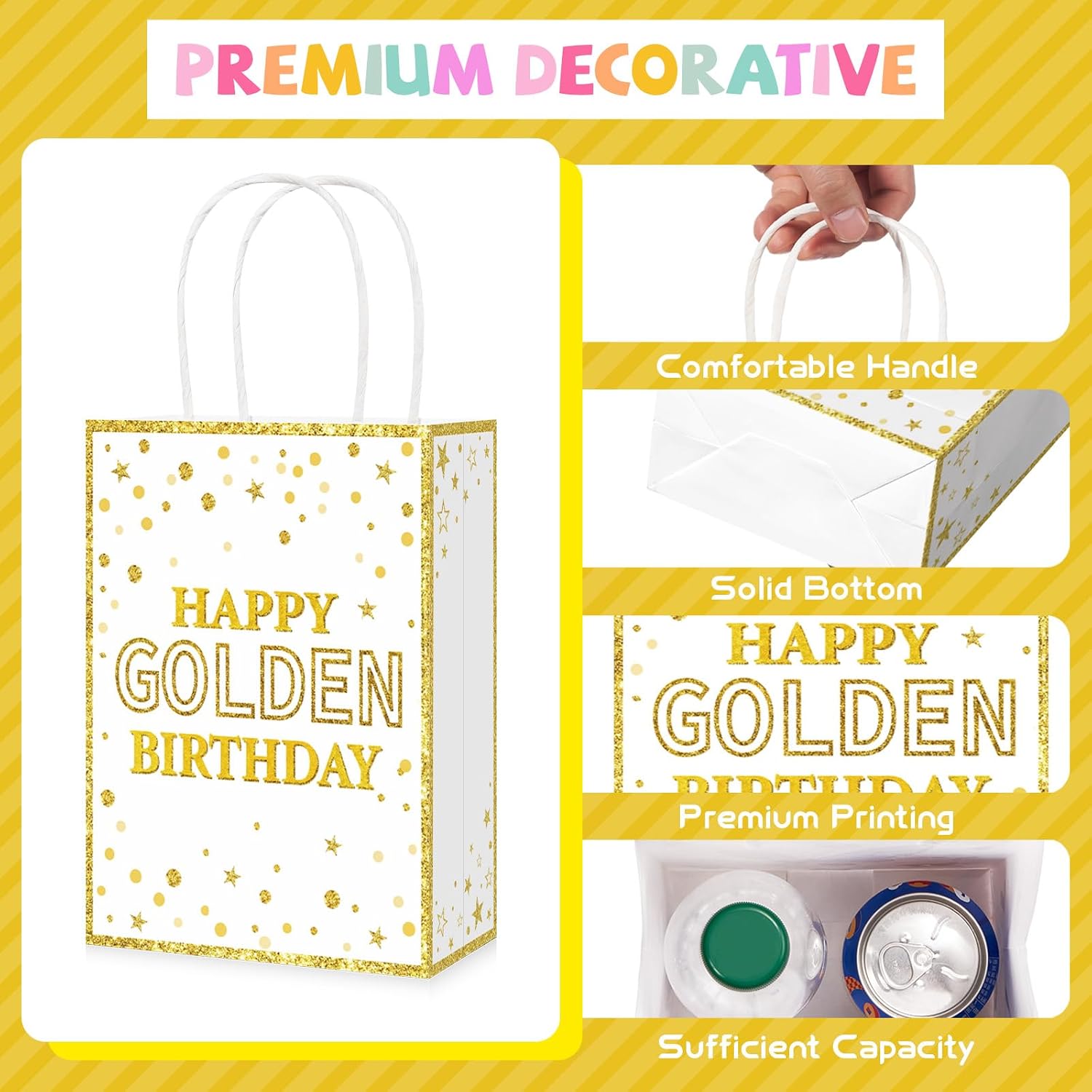 White gold party favor bags milestone birthday