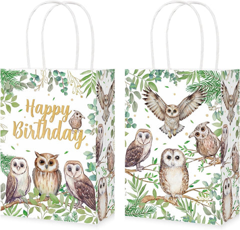 16 Pcs Owl Birthday Party Goodie Bags - Grencian