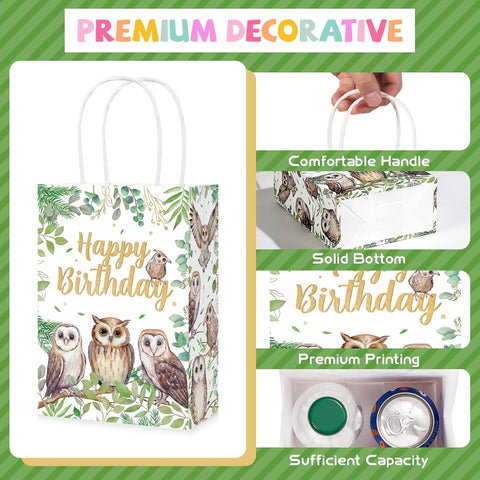 16 Pcs Owl Birthday Party Goodie Bags - Grencian
