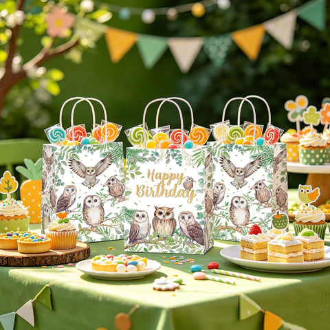 16 Pcs Owl Birthday Party Goodie Bags - Grencian