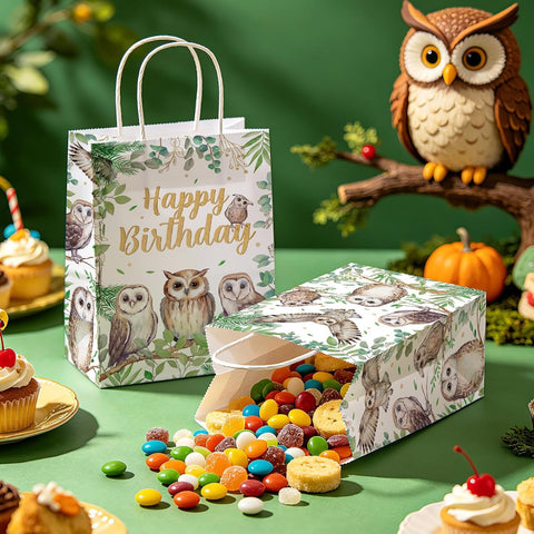 16 Pcs Owl Birthday Party Goodie Bags - Grencian