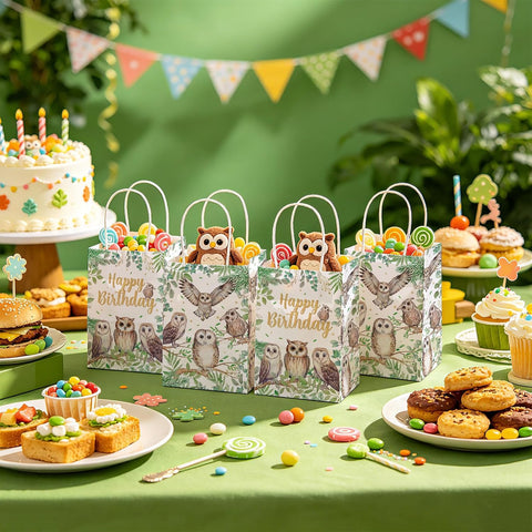 16 Pcs Owl Birthday Party Goodie Bags - Grencian