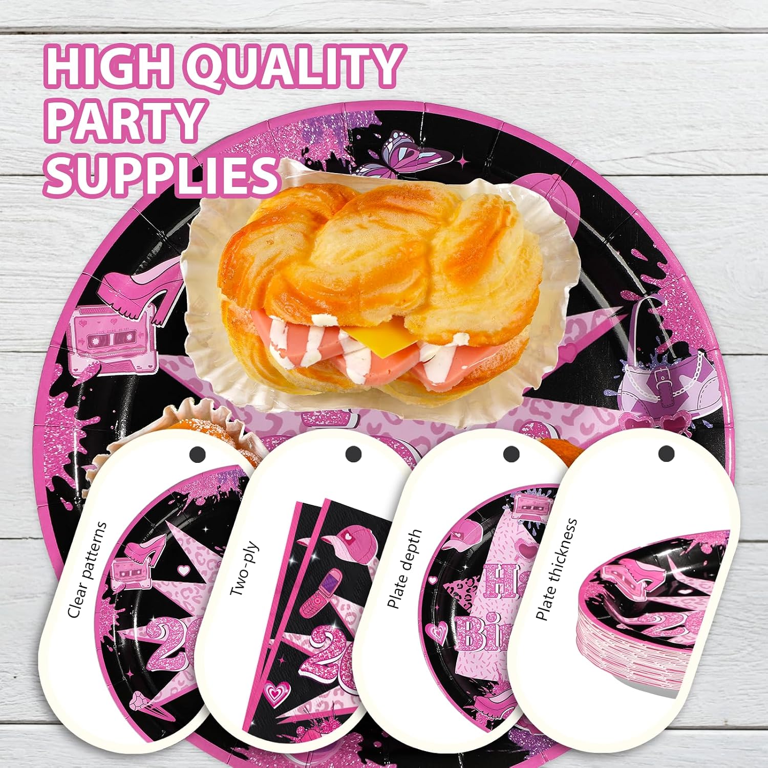 96 Pcs Y2k 2000s Birthday Party Plates and Napkins - Grencian