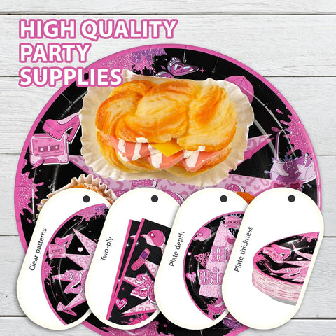 96 Pcs Y2k 2000s Birthday Party Plates and Napkins - Grencian