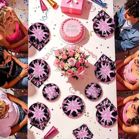 96 Pcs Y2k 2000s Birthday Party Plates and Napkins - Grencian
